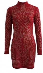 Rhinestone long sleeve bodycon dress